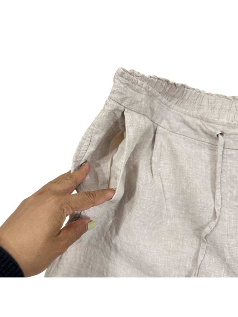 Chico’s – Women’s Beige 100% Linen Pull-On Bermuda Shorts – Size M - Picture 6 of 11